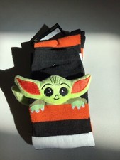 The Mandalorian Baby Yoda 3D Star Wars Striped Socks Women  s shoe Sz 4-10 NWT
