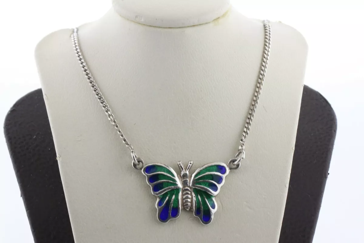 Enamel store butterfly necklace