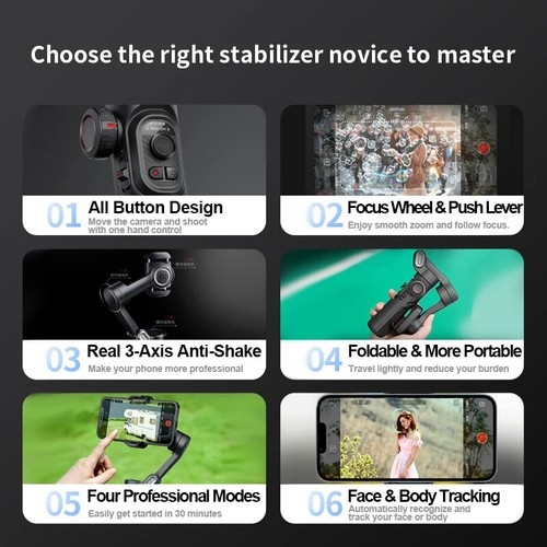 3-axis Handheld Gimbal Stabilizer for IPhone Android Facial Intelligent Tracking - Picture 2 of 19
