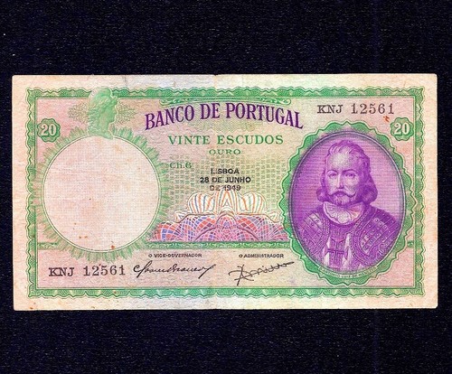 Portugal PORTUGUESE 20 Escudos 1949 P-153 - 第 1/2 張圖片