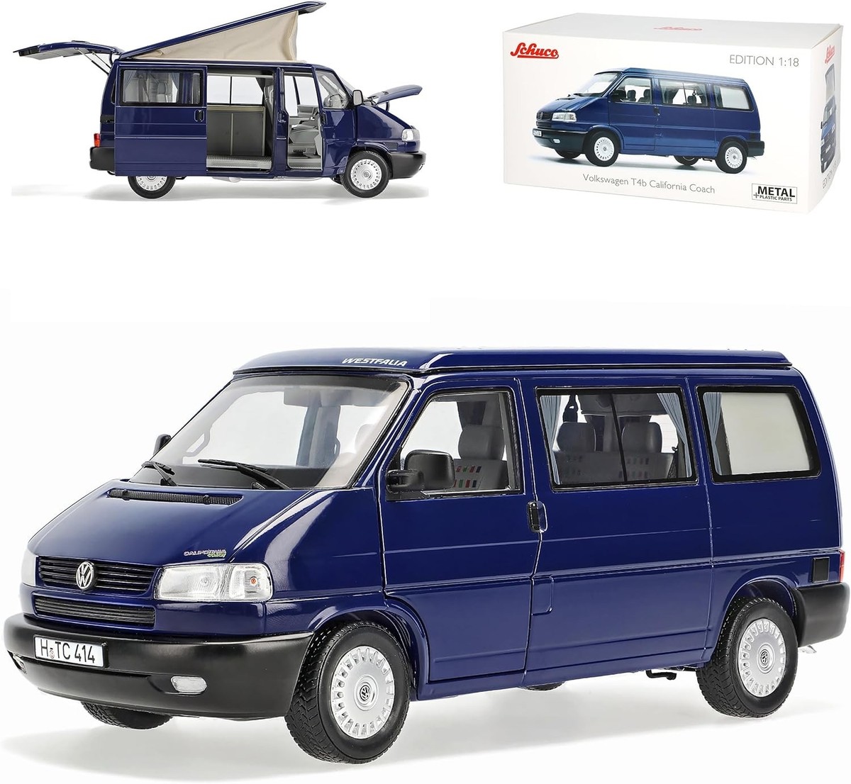 VW T4b Westphalia California camper Bus, Schuco, 1/18, Blue