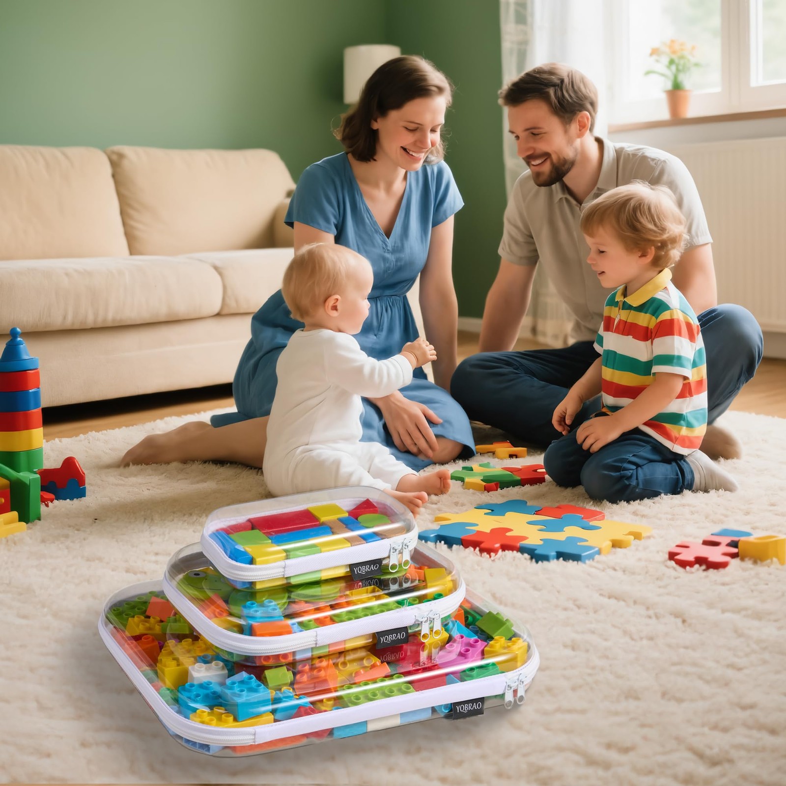 6 Pack Clear Hard Shell Zipper Case (2 Small, 2 Medium, 2 Large), See-Through...