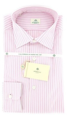 Borrelli Rosa Gestreift Hemd Phantasie Gewebe M Propagation Collar- 15.75/40