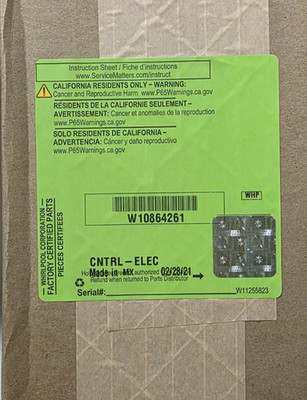 Genuine OEM Whirlpool Refrigerator User Interface Control Board W10864261 New