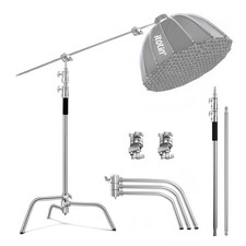 C Stand with Boom Arm Stainless Steel C Light Stands Heavy Duty, Max Height 1...