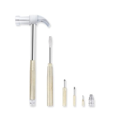 6 in 1 Hammer & Schraubendreher Werkzeug Multitool Set Klauenhammer mit AntiR...