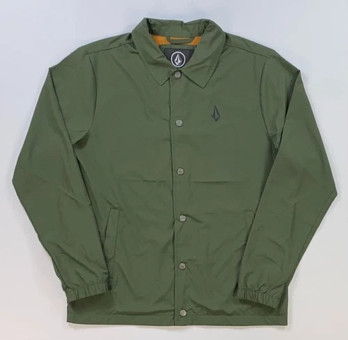 Men's Volcom Kentwood Jacket Green Snap Front Coaches Windbreaker Size Small - product listing photo