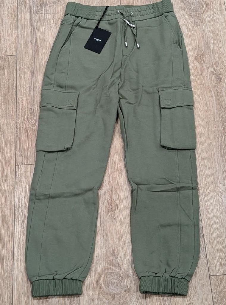 $1090 Mens BALMAIN Logo Print Cargo Pants Green Medium | eBay