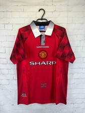 MANCHESTER UNITED 1996 1998 VINTAGE RETRO FOOTBALL SHIRT JERSEY HOME SIZE L