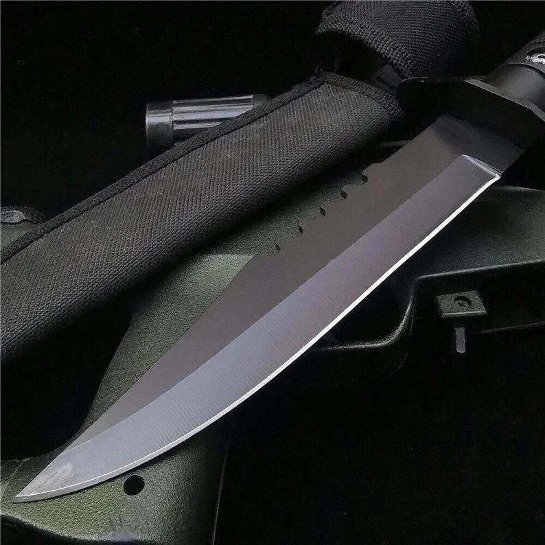 Tactical Fixed Blade Knife Full Tang Survival Hunting Knife Serrated Edge Outdoo