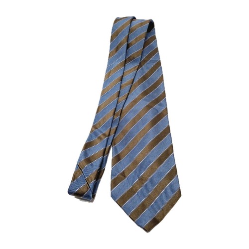 Cravatta uomo Dolce & Gabbana fantasia righe marrone e blu cravatta collo seta - Foto 2 di 5