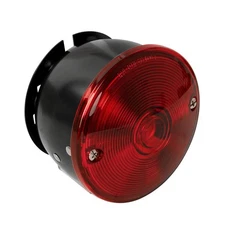 Durable 3-7/8" Round Metal Stop Tail Turn Light Red Lens 12V Truck Trailer Lamp