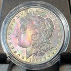 Obverse Toned 1886 Morgan Silver Dollar. A Higher Mint State Grade Coin!