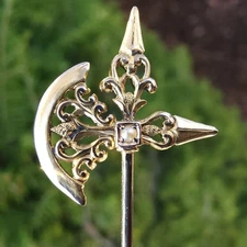 14k Stick Pin 🔥 Medieval Halberd Polearm Axe 🔥 Restored Reclaimed Antique 🔥