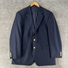 Lauren Ralph Lauren Blazer Men s Size 44 R Solid Navy Blue Gold Button 100 Wool