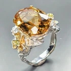 Jewelry 18 ct Natural Citrine Quartz Ring 925 Sterling Silver Size 6.75 /R462122