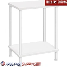 Industrial Side Table Minimalist End Table Storage Organizer Adjustable Feet New