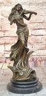 Vintage Bronce Mujer Violín Escultura - Firmado Art Nouveau de Colección Venta