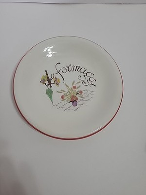 Primula Formaggi Floral Hat Umbrella Red Rim Italy Cafe Salad Plate