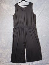 Comfort Code Cuddl Duds Jumpsuit Womens 3X Black Sleeveless Wide Leg Lounge