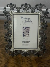 Vintage Jewels Malden International Designs 3 1/2 x 5 Picture Frame Ornate Metal