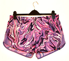 NWT Under armour Girl's Pink Swirl UA Mileage Printed Lined Running Shorts sz XL