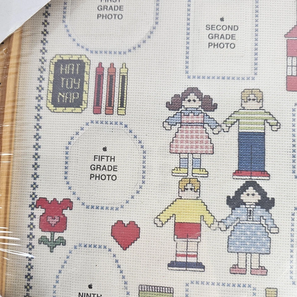 Cross Stitch Picture Frame 'School Days' for 12 grades of photos Ruler Vintage - Image 3 of 4
