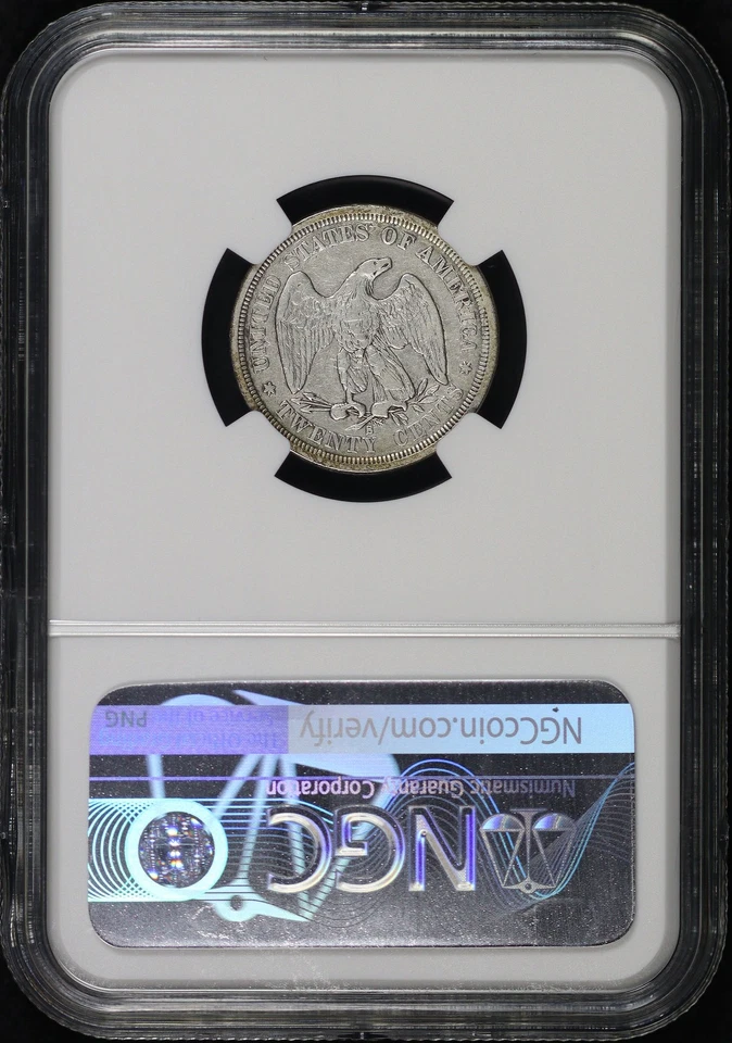 1875-S Twenty Cent Piece NGC VF Details Cleaned - Rainbow Obverse Toning! - Image 2 of 2