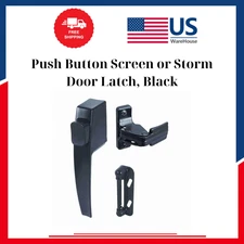 Push Button Screen or Storm Door Latch, Black