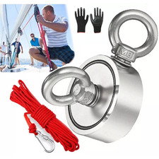 Fishing Magnet Kit Up To 2000lbs Pull Force Super Strong Neodymium +65ft Rope