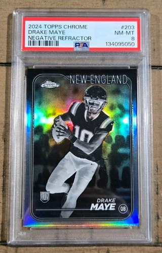2024 Topps Chrome #203 Drake Maye Negative Refractor Rookie Card RC PSA 8