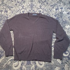 Vintage Lahmar Dark Brown Sweater V-Neck Men’s Size Large Made In USA