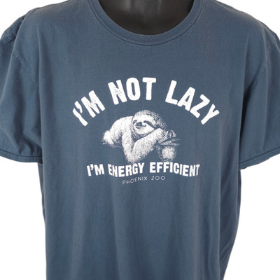 Phoenix Zoo T Shirt Mens Size XL Blue Im Not Lazy Im Energy Efficient Sloth