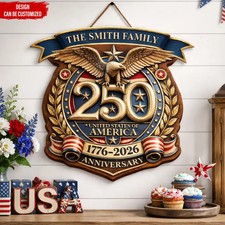 Patriotic Eagle America 250th Anniversary USA Wall Sign with Rope