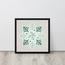 Celestial Botanica Evergreen Tiles 2 Framed canvas Green