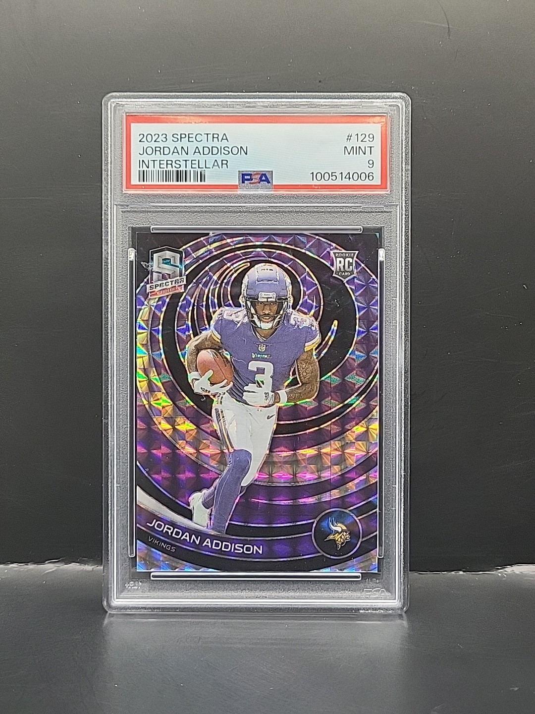 2023 Panini Spectra - Jordan Addison #129 RC Interstellar Prizm #d/60 PSA 9