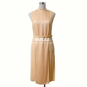 Robe sans manches orange GUCCI avec ceinture taille authentique du Japon