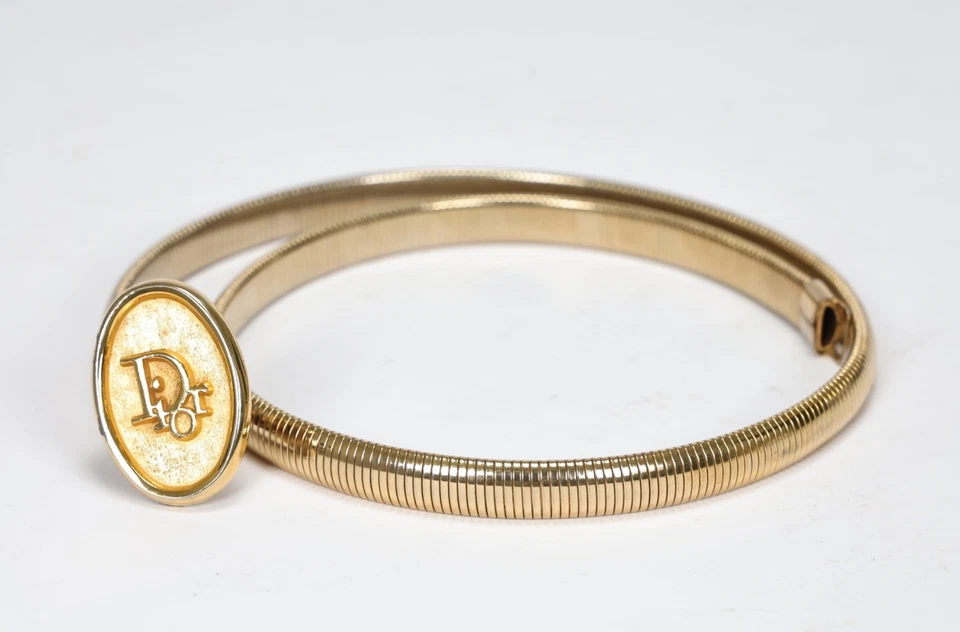 De Colección Christian Dior Oro Ovalado Logo Cinturón Omega Serpiente Cuerda Malla Cadena Ajustable Foto 3 de 4