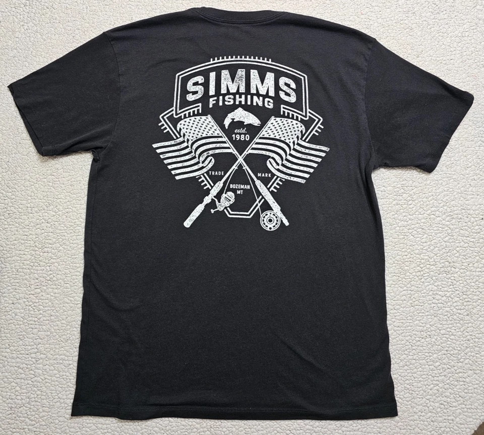 Simms Shirt Men’s Size M Medium Black Short Sleeve Graphic Tee Fishing Products - Image 3 of 4