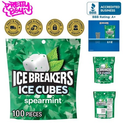 ICE CUBES Spearmint Chewing Gum, Sugar-Free 100 Count - Perfect for Fresh Breath