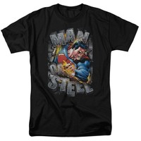 Dc Comics - Superman - Rippender Stahl - Herren Unisex Kurzarm T-Shirt - Schwarz