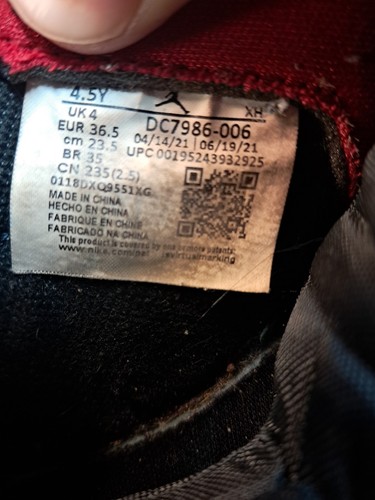 Nike Air Jordan 1 High FlyEase Black Smoke Grey Gym Red DC7986-006 Sz 4.5Y / 6W - Picture 13 of 13