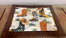 Handmade Quilted 13 x 10 Casserole Hot Pad - Cowboy Boots