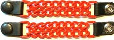 2 GLOSSY ORANGE POWDER COATED DOUBLE CHAIN MOTORCYCLE VEST EXTENDERS MADE IN USA