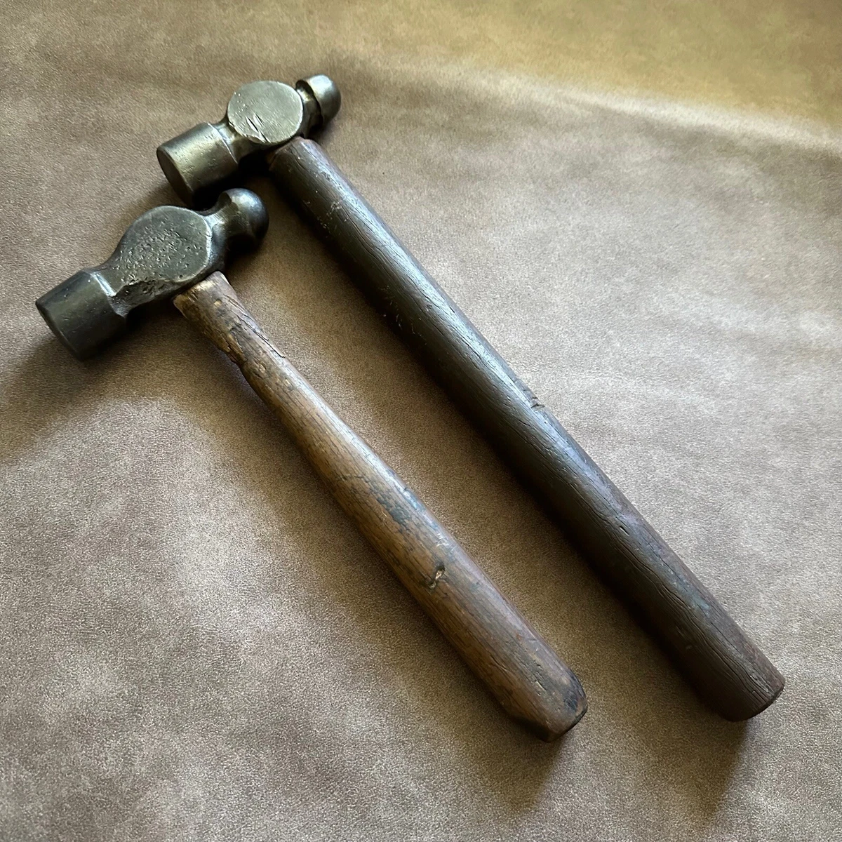 2x VINTAGE STEEL BALL PEIN PEEN ENGINEERING HAMMERS PANEL BEATING TOOLS