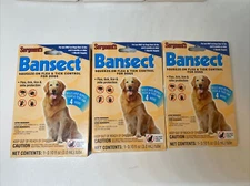 (3)SERGEANTS BANSECT FLEA & TICK CONTROL Treatment Medicine Squeeze On gel Dog