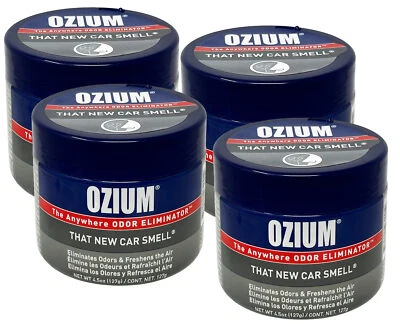 Ozium Air Sanitizer 4.5 oz Gel: Car Air Freshener, New Car, 4 Packs