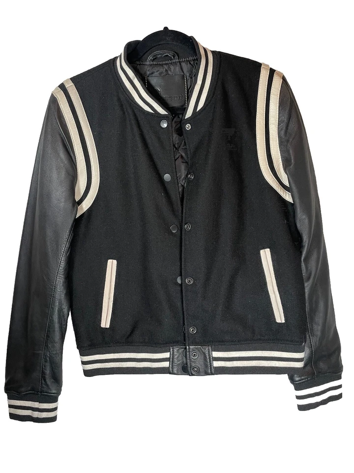 Chaqueta de bombardero Goosecraft de cuero/lana para hombre nueva sin etiquetas *Ver descripción completa y fotos* Foto 2 de 4