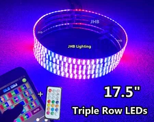 JHB 17.5" TRIPLE ROW Remote APP CHASING Flow illuminated LED Wheel Rings Lights