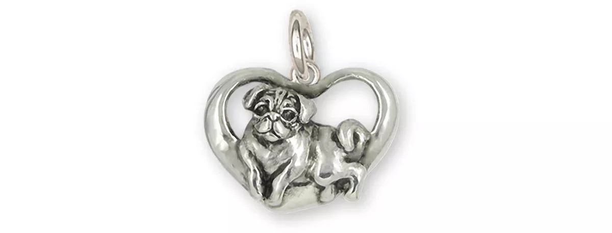 Sterling silver shop pug charm